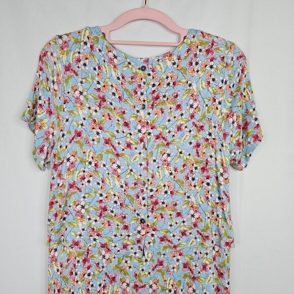 J. JILL Floral Dress BLUE PINK & GREEN size XS Relaxed Fit Pockets Cottagecore - Picture 7 of 8